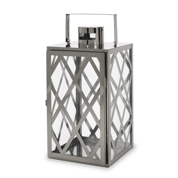 Gdf Studio Cecil Outdoor 14" Modern Stainless Steel Lantern
