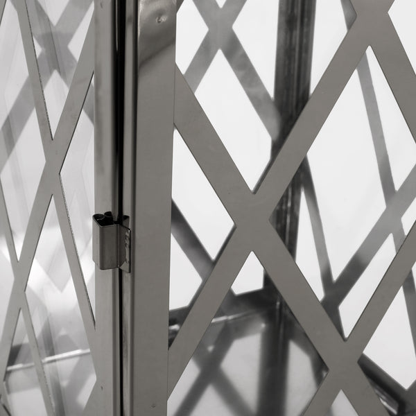 Gdf Studio Cecil Outdoor 14" Modern Stainless Steel Lantern