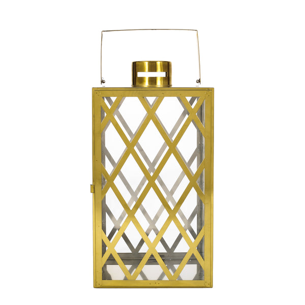 Gdf Studio Cecil Outdoor 18" Modern Stainless Steel Lantern
