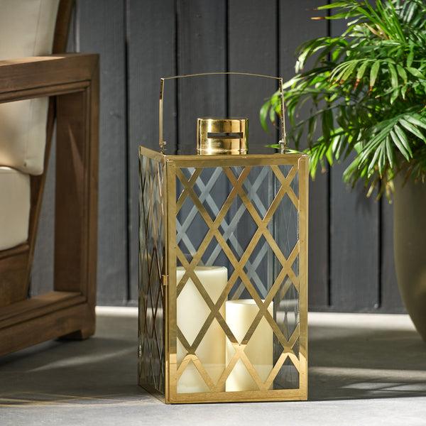 gdf studio Cecil Outdoor 18" Modern Stainless Steel Lantern