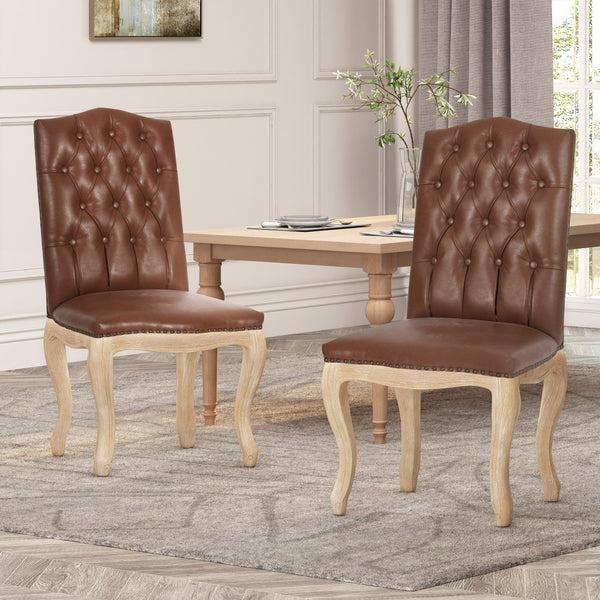 Gdf Studio Cello Contemporary Faux Leather Dining Chairs Set Of 2
