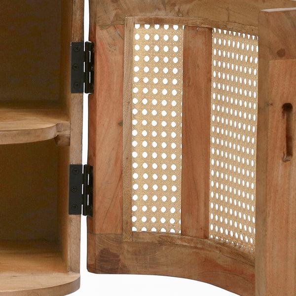 Gdf Studio Cerny Rustic Handmade Wood And Cane Nightstand Cabinets Set Of 2 Natural