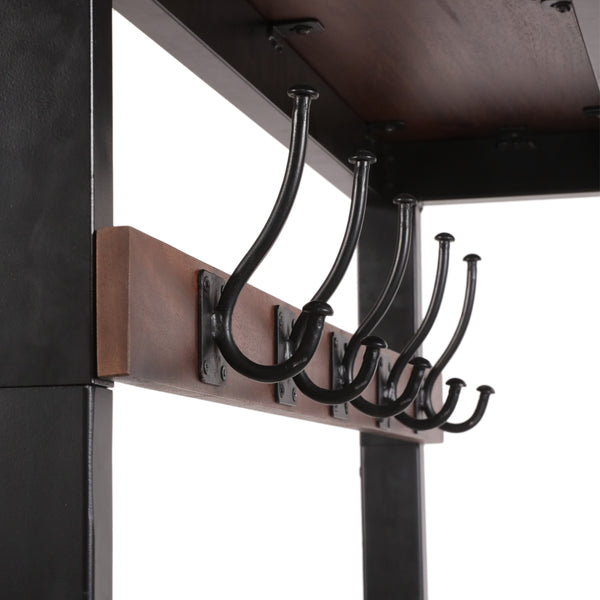 Gdf Studio Chafin Willards Modern Industrial Handcrafted Mango Wood Coat Rack With Bench Cafe Brown And Black