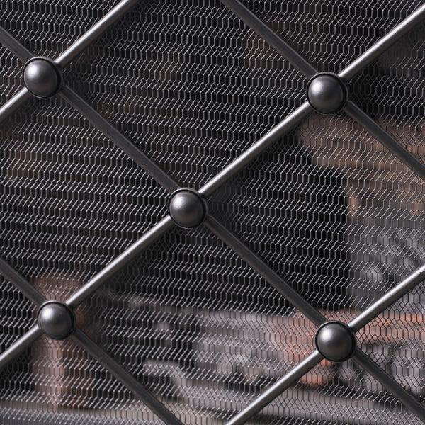 Gdf Studio Chamberlain Modern 3-Panel Diamond Pattern Iron Fireplace Screen