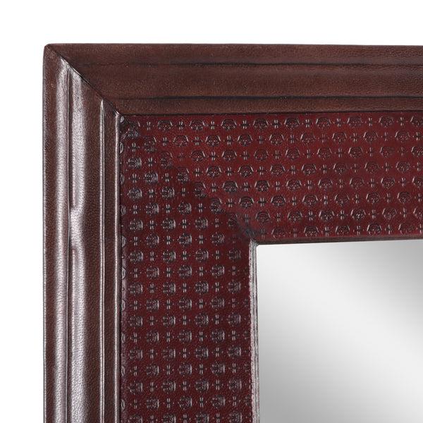 Gdf Studio Chamlee Handcrafted Boho Leather Square Wall Mirror