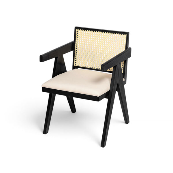 Gdf Studio Chandigar Arm Dining Chairs Cane Upholstered Kitchen Chairs With Cushion Set Of 2