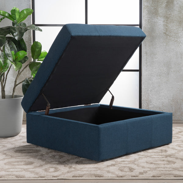 Gdf Studio Channing Square Tufted Fabric Storage Ottoman Coffee Table With Casters