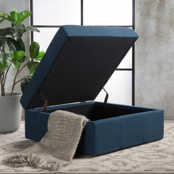 Gdf Studio Channing Square Tufted Fabric Storage Ottoman Coffee Table With Casters
