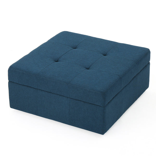 gdf studio Channing Square Tufted Fabric Storage Ottoman Coffee Table With Casters
