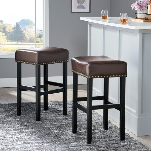 Gdf Studio Chantal Backless Leather Counter And Bar Stool Set Of 2