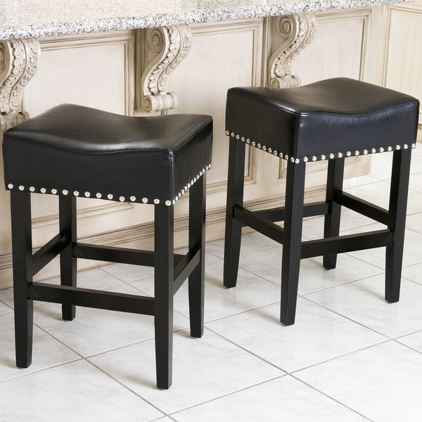 gdf studio Chantal Backless Leather Counter and Bar Stool Set of 2