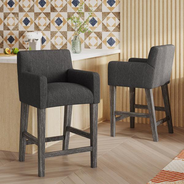 Gdf Studio Chaparral Contemporary Fabric Upholstered Wood 26 Inch Counter Stools (Set Of 2)