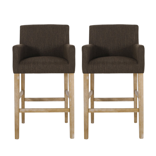 Gdf Studio Chaparral Contemporary Fabric Upholstered Wood 30.5 Inch Barstools (Set Of 2)