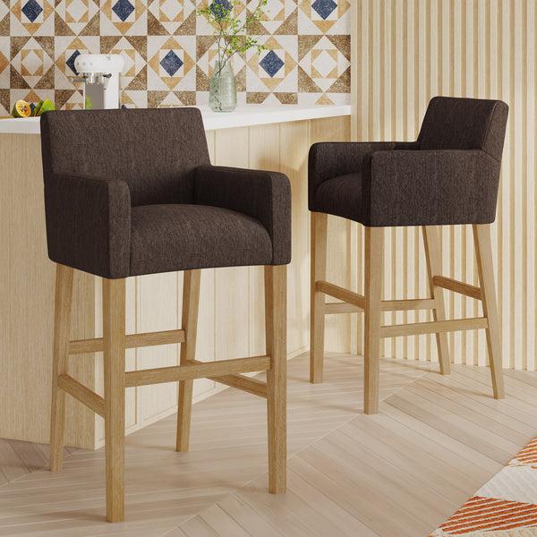 Gdf Studio Chaparral Contemporary Fabric Upholstered Wood 30.5 Inch Barstools (Set Of 2)