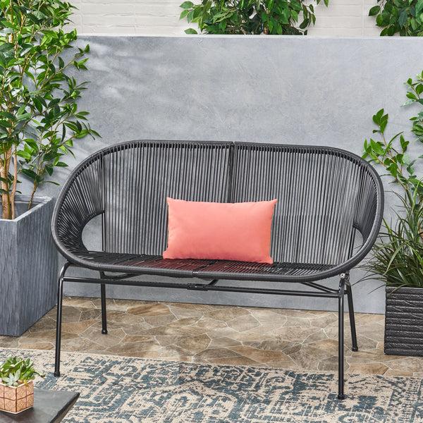 Gdf Studio Chardean Outdoor Hammock Weave Loveseat Bench