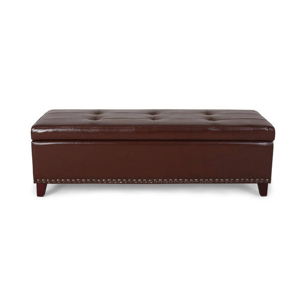 gdf studio Charleston Rectangle Tufted Leather Storage Ottoman Bench