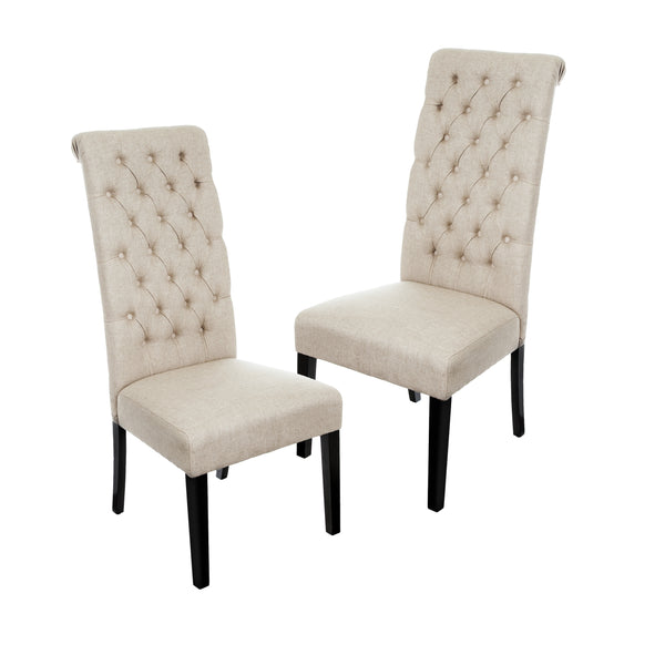 gdf studio Charley Tall Dark Beige Tufted Dining Chairs (Set of 2)