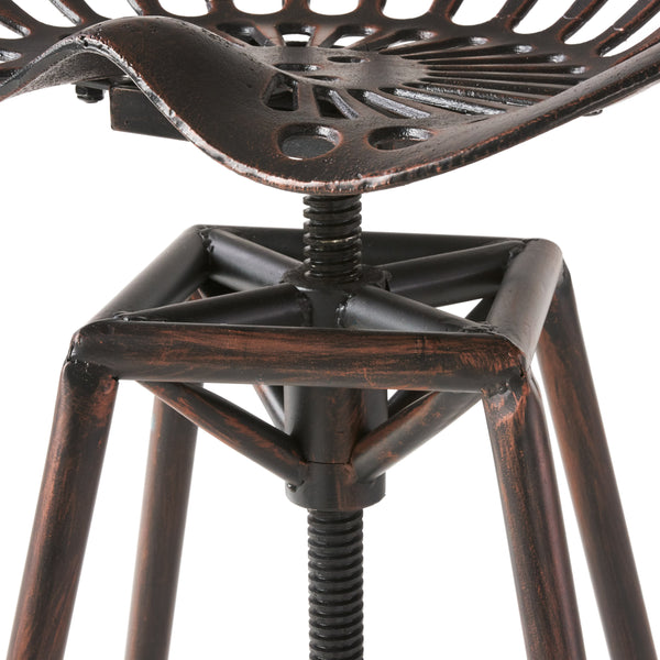 Gdf Studio Charlie Industrial Metal Design Tractor Seat Adjustable Bar Stool (Black Brushed Copper)