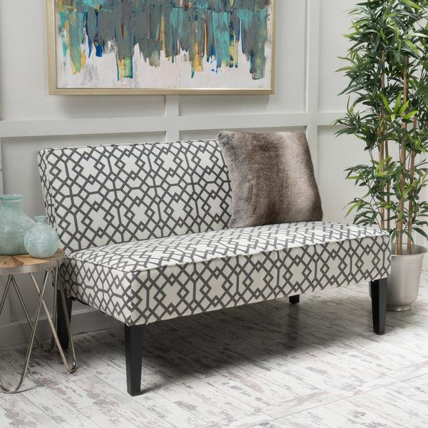 Gdf Studio Charlotte Grey Geometric Patterned Fabric Settee