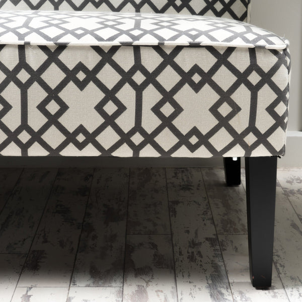 Gdf Studio Charlotte Grey Geometric Patterned Fabric Settee