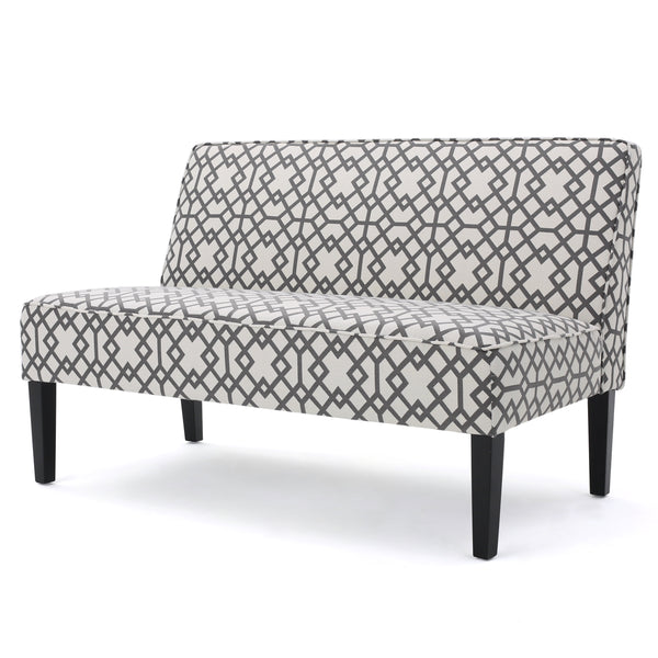 gdf studio Charlotte Grey Geometric Patterned Fabric Settee