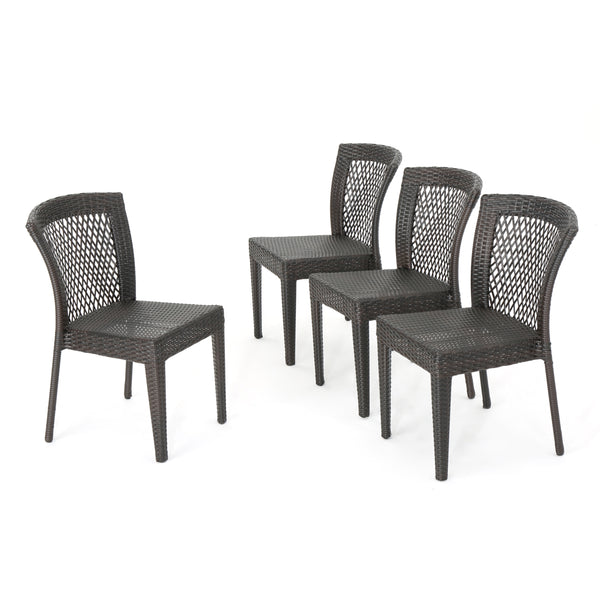 gdf studio Chatham Outdoor Multi-brown Wicker Stacking Dining Chairs (Set of 4)