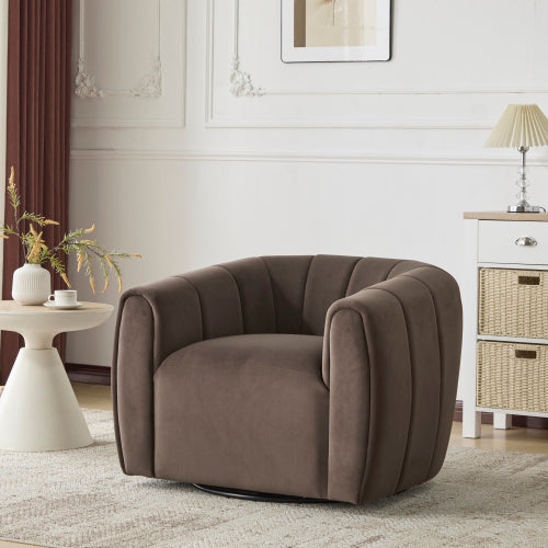 Gdf Studio Chenial 360° Swivel Modern Velvet No-Assembly Armchair