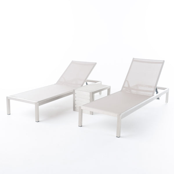 gdf studio Cherie 3pc Outdoor Chaise Lounge Chair & Table Set