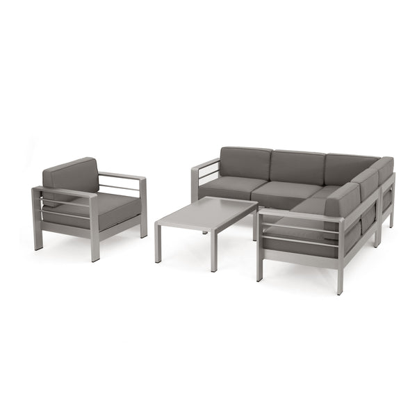 gdf studio Cherie 5-Piece Outdoor Modern Aluminum Sectional Sofa Set