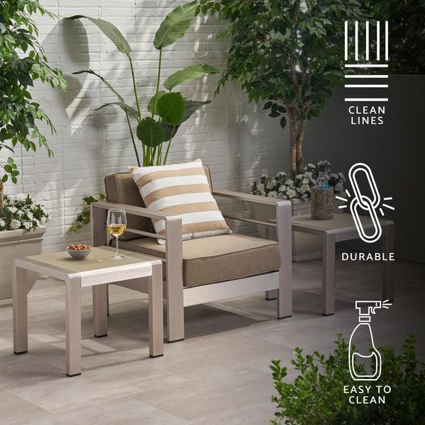 Gdf Studio Cherie Coral Outdoor Aluminum Side Table (Set Of 2)