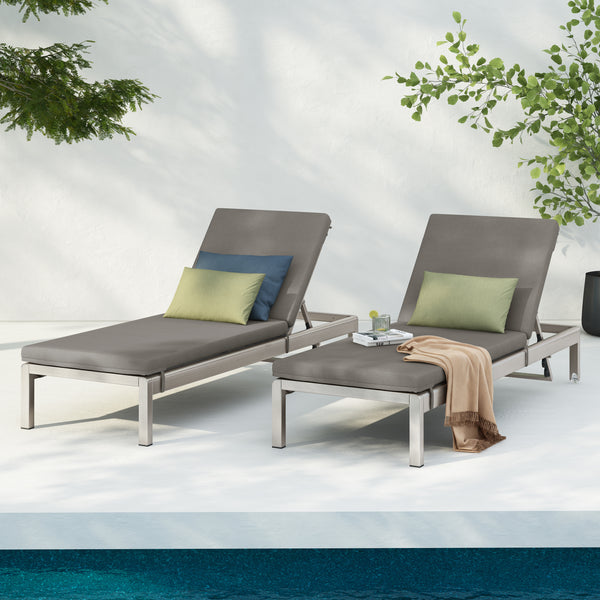 gdf studio Cherie Modern Outdoor Adjustable Chaise Lounge with Cushion