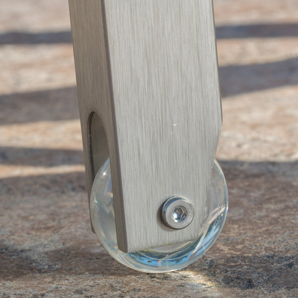 Gdf Studio Cherie Modern Outdoor Gray Mesh Chaise Lounge With Wheels