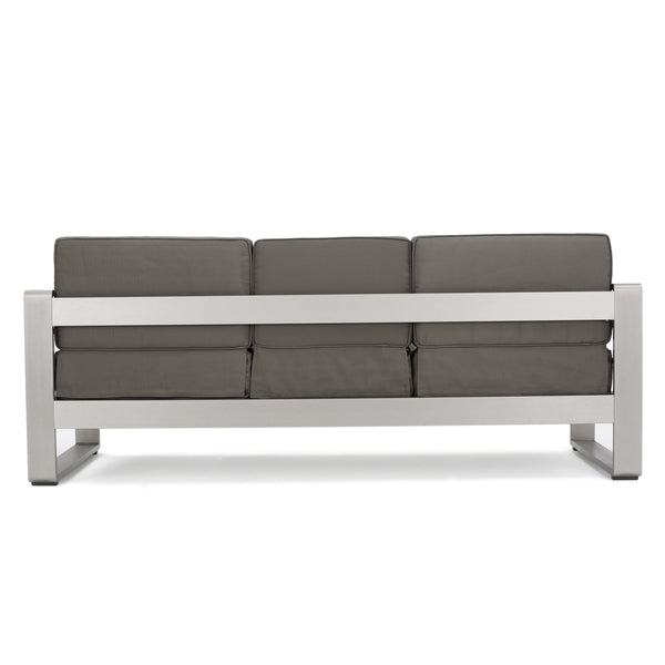 Gdf Studio Cherie Outdoor 5 Seater Aluminum Sofa Chat Set With 2 Side Tables