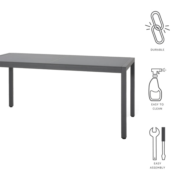 Gdf Studio Cherie Outdoor Aluminum Dining Table With Tempered Glass Table Top