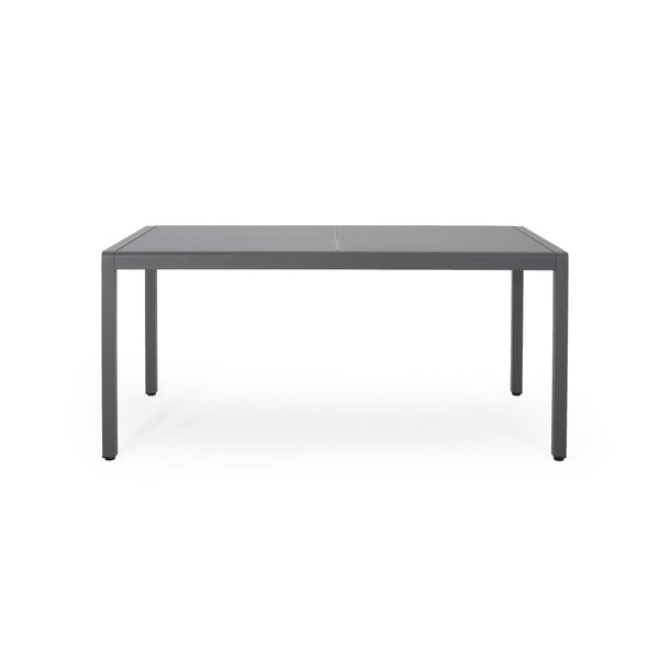 gdf studio Cherie Outdoor Aluminum Dining Table with Tempered Glass Table Top