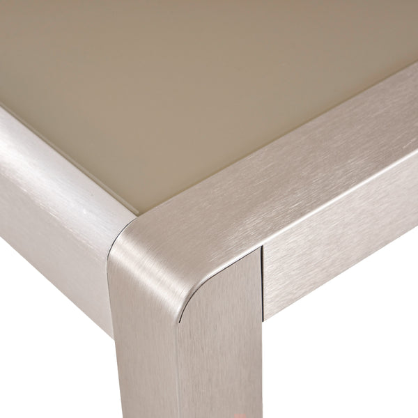 Gdf Studio Cherie Outdoor Modern 4 Seater Aluminum Dining Set With Tempered Glass Table Top