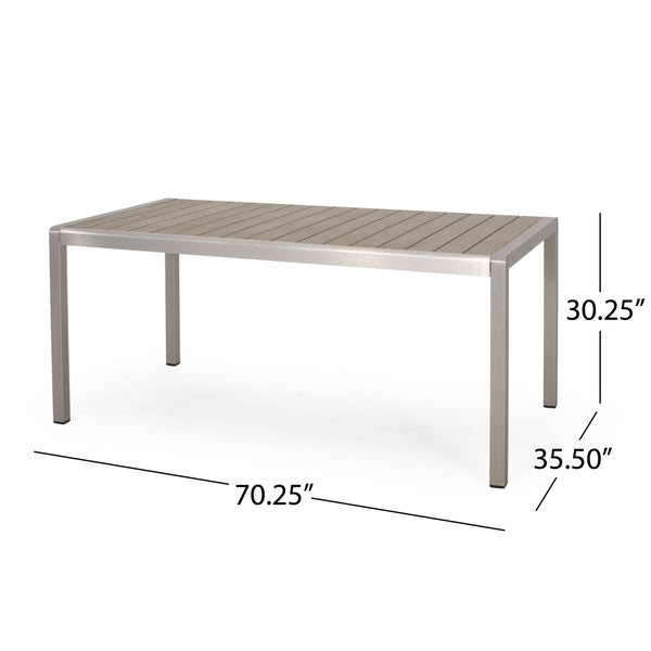 Gdf Studio Cherie Outdoor Modern Aluminum And Faux Wood 6 Seater Dining Set
