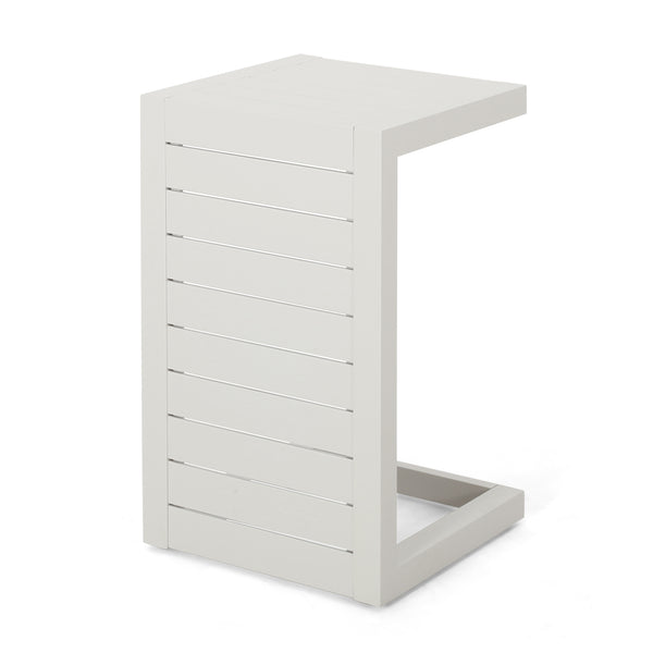 gdf studio Cherie Outdoor Modern Aluminum C-Shaped End Table