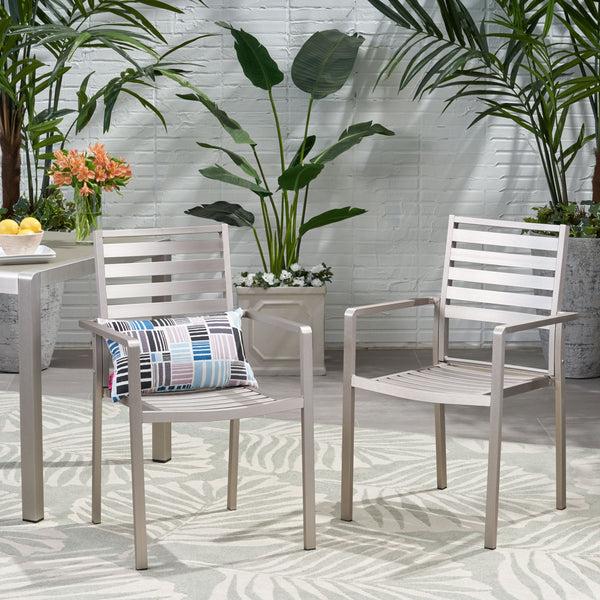 Gdf Studio Cherie Outdoor Modern Aluminum Dining Chair (Set Of 2)