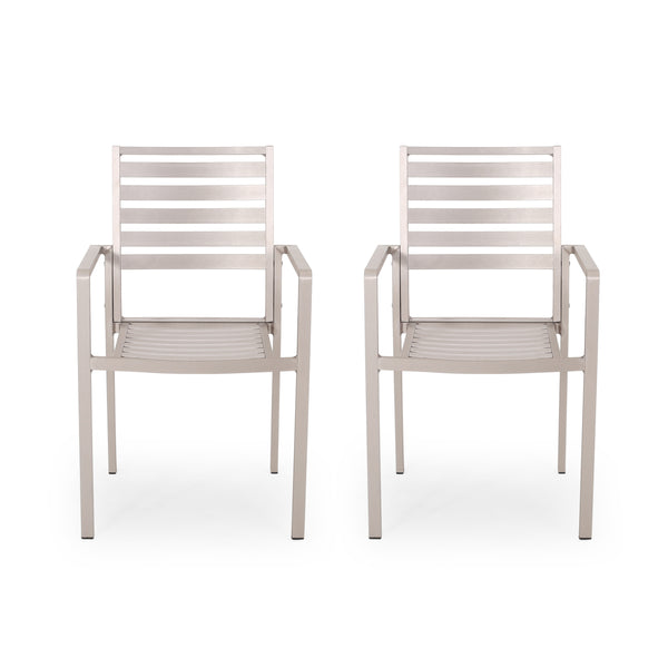 gdf studio Cherie Outdoor Modern Aluminum Dining Chair (Set of 2)