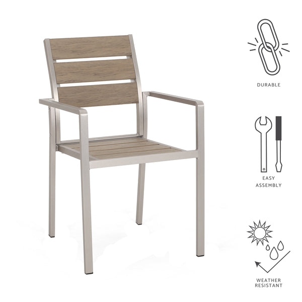 Gdf Studio Cherie Outdoor Modern Aluminum Dining Chair With Faux Wood Seat (Set Of 2)