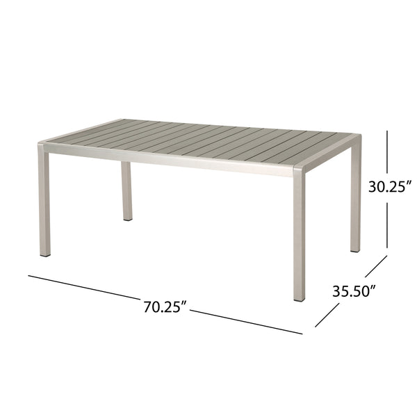 Gdf Studio Cherie Outdoor Modern Aluminum Picnic Dining Set With Dining Benches