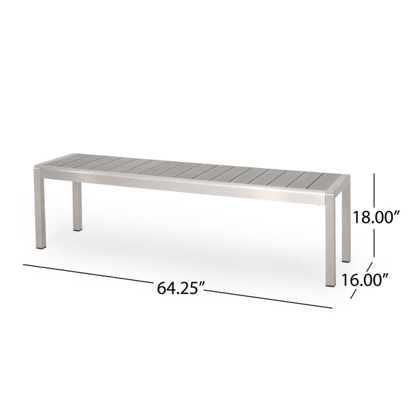 Gdf Studio Cherie Outdoor Modern Aluminum Picnic Dining Set With Dining Benches