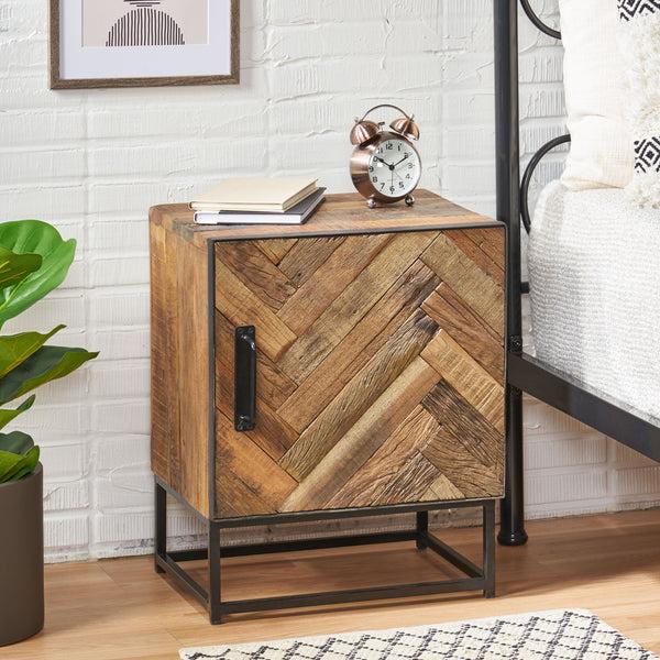 Gdf Studio Chipper Handcrafted Boho Wooden Nightstand
