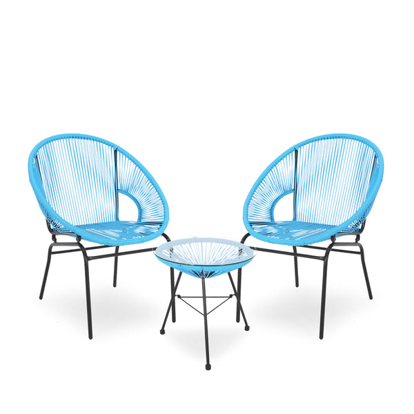 gdf studio Chrissy Outdoor Modern 2 Seater Faux Rattan Chat Set