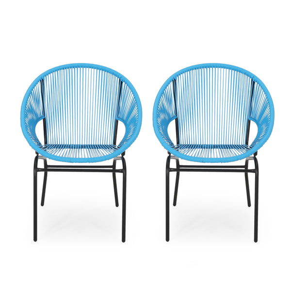 gdf studio Chrissy Outdoor Modern Faux Rattan Club Chair (Set of 2)