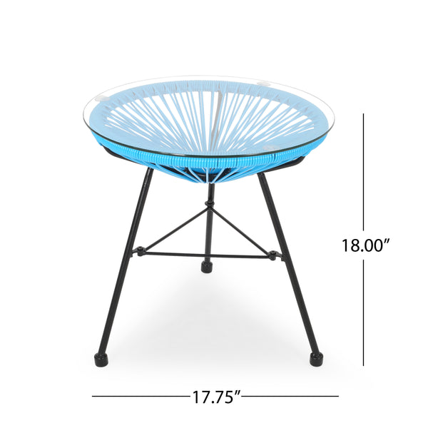 Gdf Studio Chrissy Outdoor Modern Faux Rattan Side Table With Tempered Glass Top