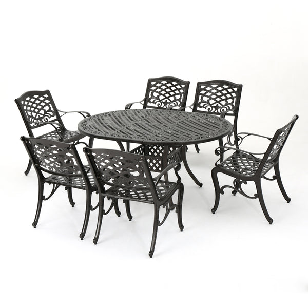 gdf studio Clarisse Outdoor 7 Piece Dining Set with Expandable Aluminum Table