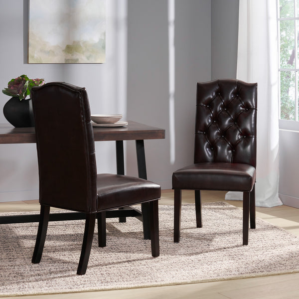Gdf Studio Clark Brown Leather Dining Chair (Set Of 2)