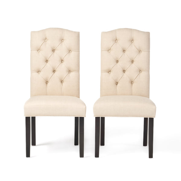 Gdf Studio Clark Button Tufted Fabric Dining Chair With Tapered Legs Set Of 2